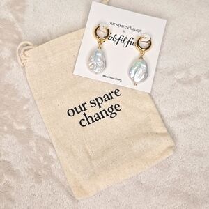 Our Spare Change Isla 18K Gold Plated Freshwater Pearl Drop Earrings